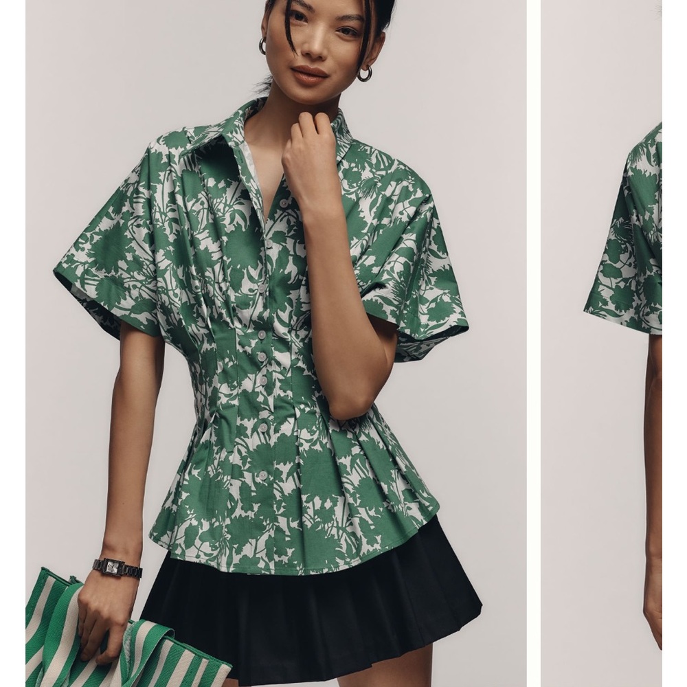 The Tobie Short Sleeve Pleated Blouse by Exquise